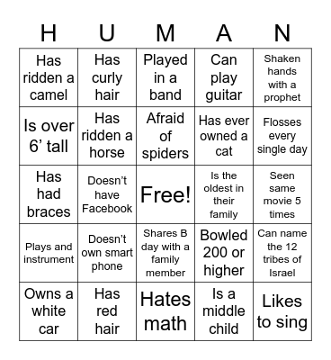 HUMAN BINGO Card