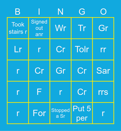 r Bingo Card