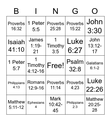 Bible Bingo Card