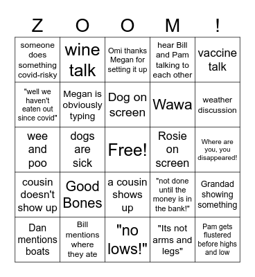Family Zoom Bingo Card