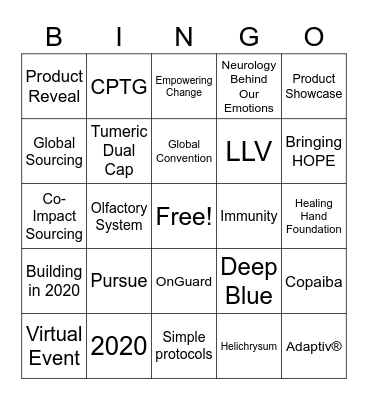 doTERRA Convention 2020 Bingo Card