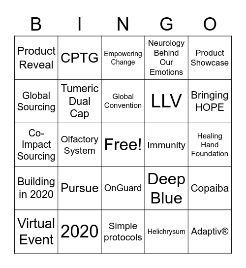 doTERRA Convention 2020 Bingo Card