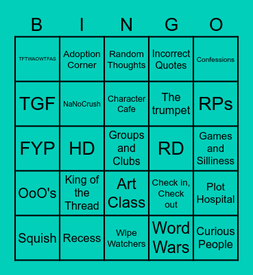 NaNo Bingo Card