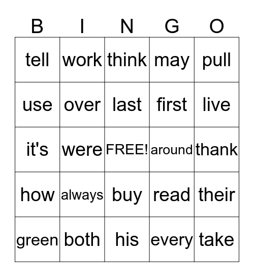 Sight Words: List 8 Bingo Card