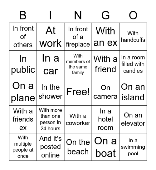 I’ve had sex Bingo Card