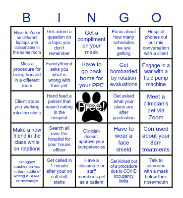 COVID Clinics Bingo Card