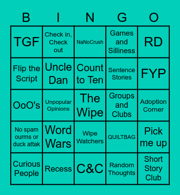 YWP NaNo Bingo Card