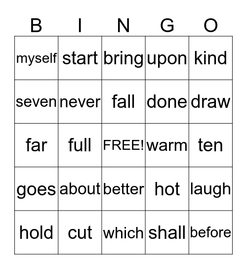 Sight Words: List 11 Bingo Card