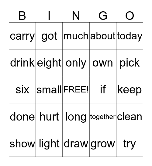 Sight Words: List 12 Bingo Card