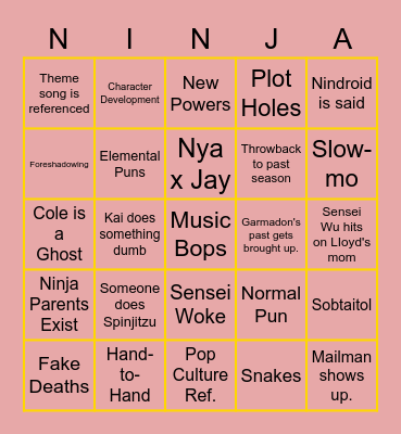 Ninjago Bingo (UPDATED) Bingo Card