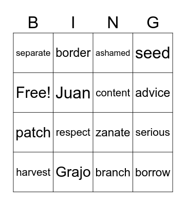 Harvest Birds Bingo Card