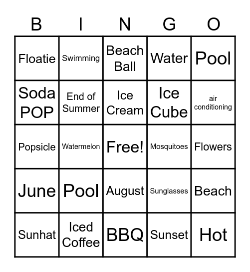 Summer Bingo Card