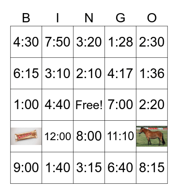 Time Bingo Card