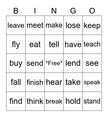 present perfect bingo Card
