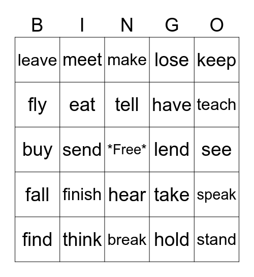 present perfect bingo Card