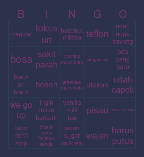 kiku Bingo Card