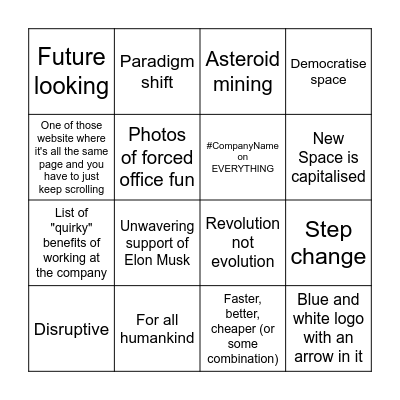 NewSpace Bingo Card