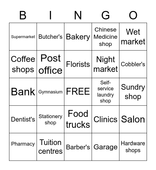 Local community Bingo Card