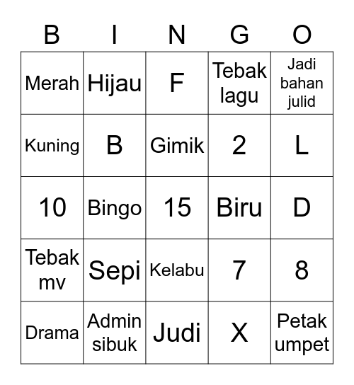 Bingo flop DS Bingo Card