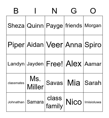 Our Fabulous Class! Bingo Card