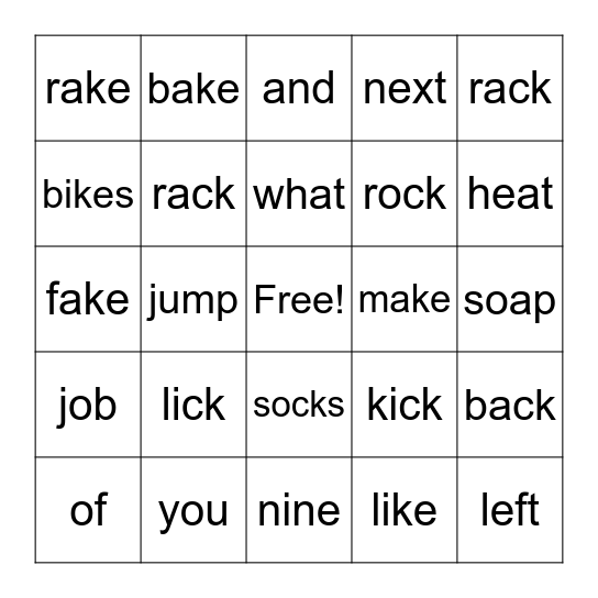 Spelling Word Bingo! Bingo Card