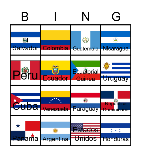 Banderas Bingo Card