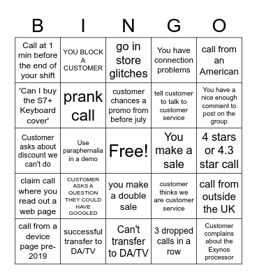 Shift Bingo Card