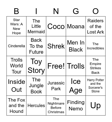 Movie Music Bingo Card