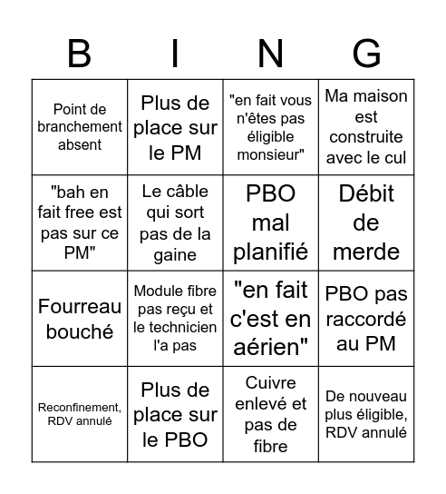 Bingo fibre 16/09 Bingo Card