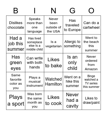 Untitled Bingo Card