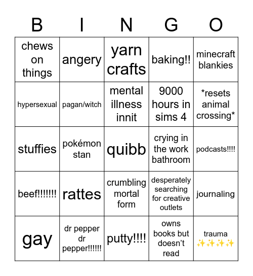 Quibb Bingo Card