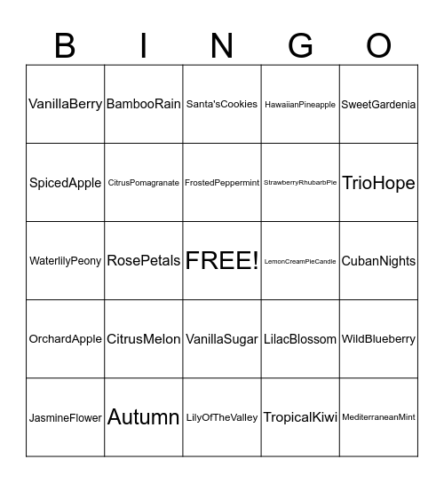 JEWELSCENT  Bingo Card