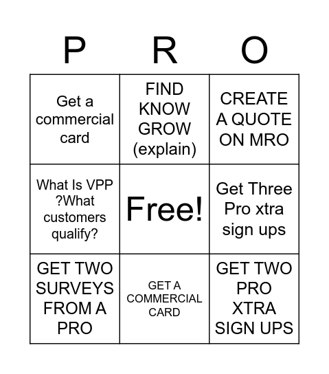 Depot Bingo Pro (Edition) Bingo Card