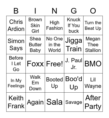 Trap Bingo Card
