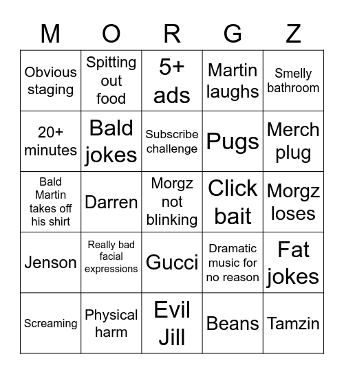 Morgz Bingo Card