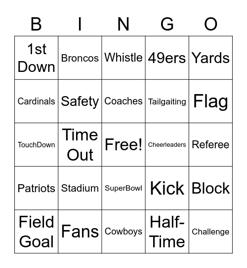 Football Bingo Card