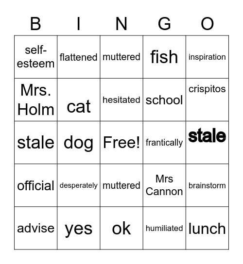 VOCAB WORDS Bingo Card