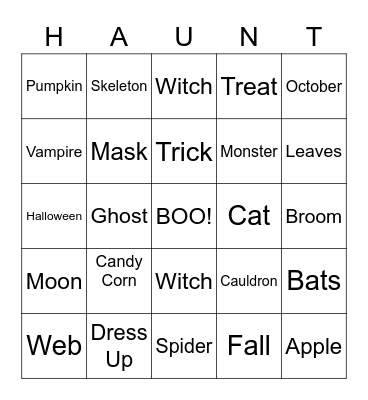 Halloween BINGO Card