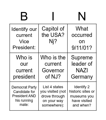 ice breaker! Bingo Card