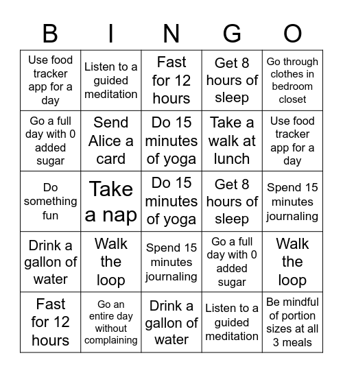 September Bingo Card
