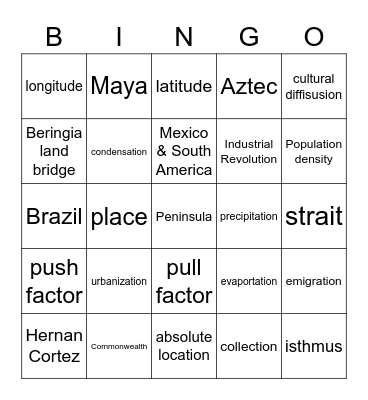2020 Vocab & More Bingo Card