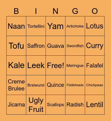 TRY NEW FOODS BINGO! Bingo Card