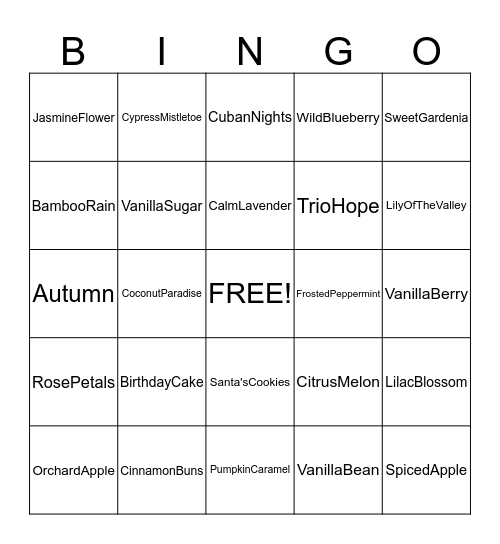 JEWELSCENT  Bingo Card