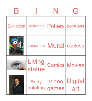 Visual arts Bingo Card