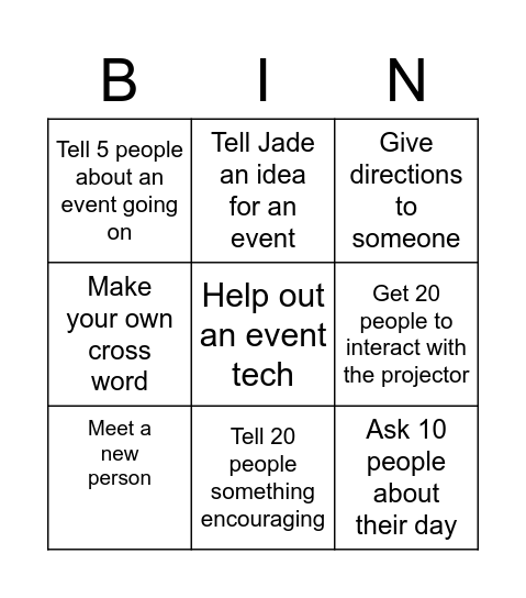 Week 5 BINGO! Bingo Card