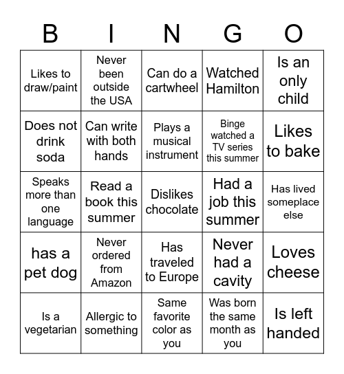 Untitled Bingo Card