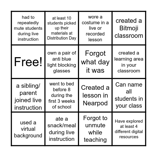Lunch & Learn Bingo Card
