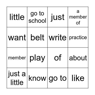3-3 Bingo Card