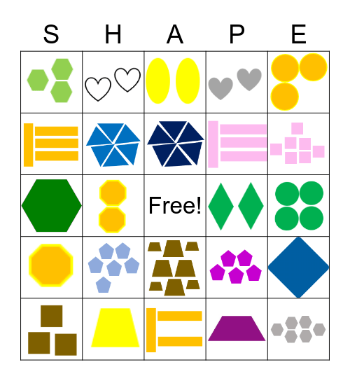Shapes, Colors, Numbers Bingo Card