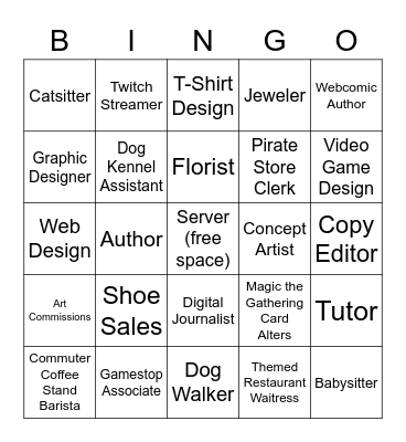 "Follow Your Passions" Bingo Card